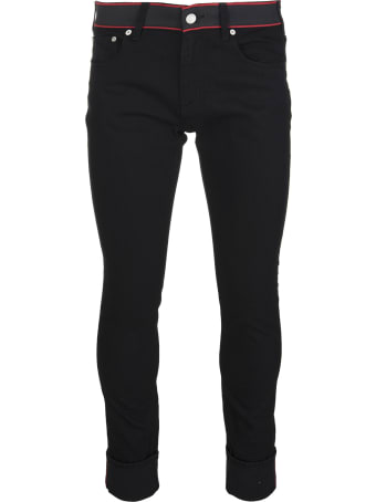 Alexander McQueen Man Black Jeans With Logo Band