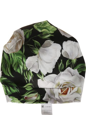 Dolce & Gabbana Floral Applique & Printed Beanie