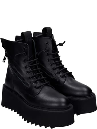 Bruno Bordese Giorgia Combat Boots In Black Leather