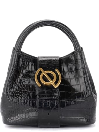 Zanellato Shoulder Bag Zanella Model Zoe Baby Portrait Line In Black Leather With Crocodile Print
