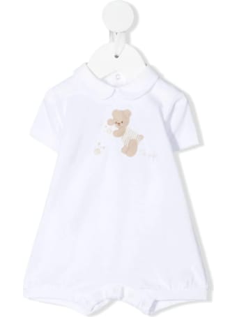 Il Gufo Newborn White Romper With Teddy Bear