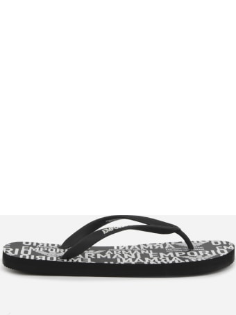 Emporio Armani Pvc Flip Flops With Contrasting Logo Print