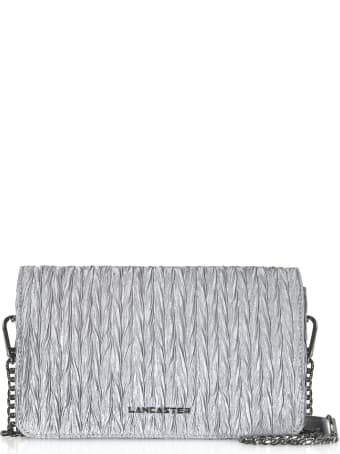 Lancaster Paris Silver Quilted Satin Shoulder Bag