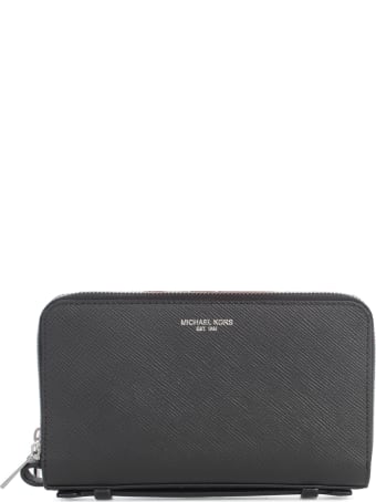 Michael Kors Solid Crossgrain Lthr Money Bag Wallet