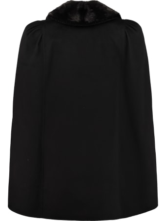 Fendi Fur Collar Wool Cape Coat