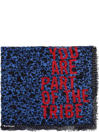 Zadig & Voltaire Blue Pashmina For Girl With Hearts