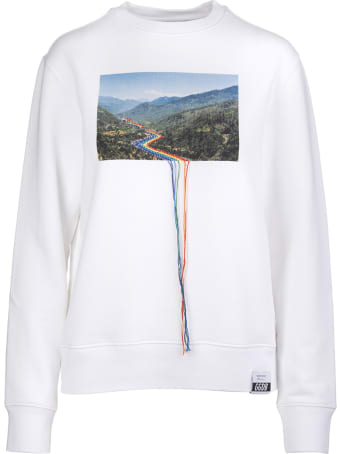 Golden Goose White Woman Sweatshirt With Print And Embroidery