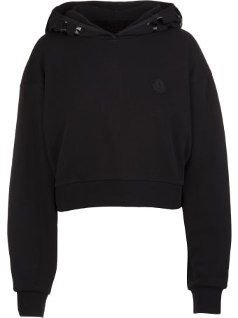 Moncler Cropped Logo Print Hoodie