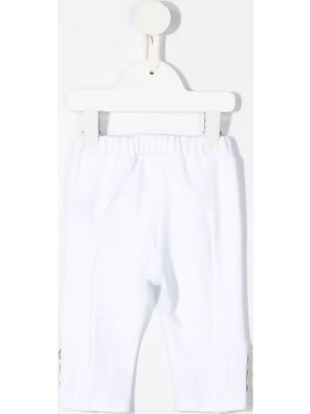 Balmain Newborn White Joggers With Golden Buttons