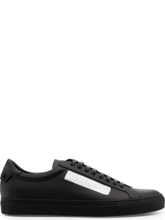 Givenchy Man Matte Black Urban Street Sneakers With Latex Stripe