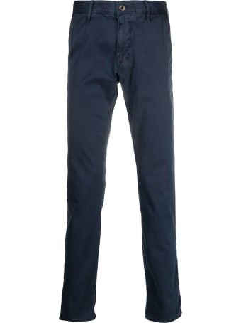Incotex Red Blue Stretch Cotton Chino Trousers Incotex Red