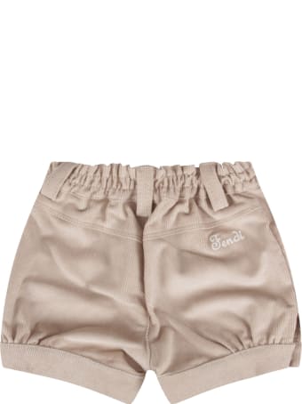 Fendi Beige Short With Logo For Baby Boy