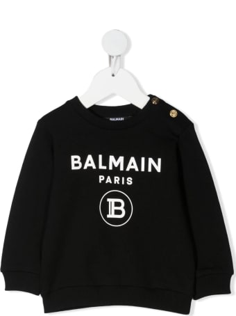 Balmain Newborn Black Sweatshirt With Golden Buttons