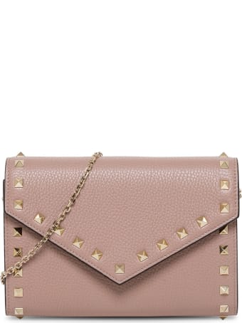 Valentino Garavani Rockstud Crossbody Bag In Powder Leather