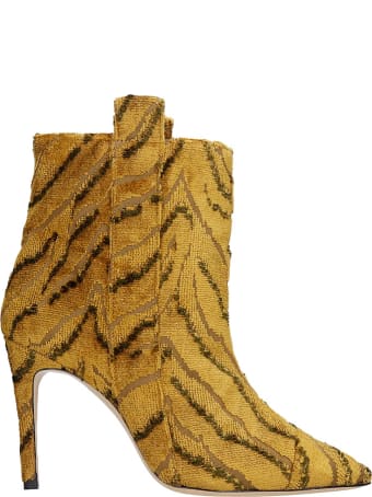 Bams High Heels Ankle Boots In Yellow Fabric