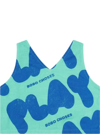 Bobo Choses Green Top For Girl With Logos