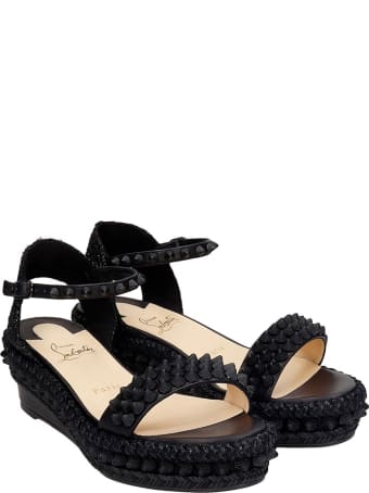 Christian Louboutin Lata 60 Wedges In Black Leather