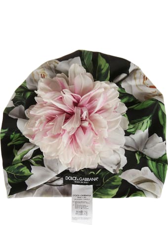 Dolce & Gabbana Floral Applique & Printed Beanie