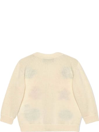 Gucci White Cardigan With Multicolor Print Young Versace
