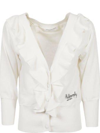Philosophy di Lorenzo Serafini Ruffle Applique Logo Embroidered Cardigan