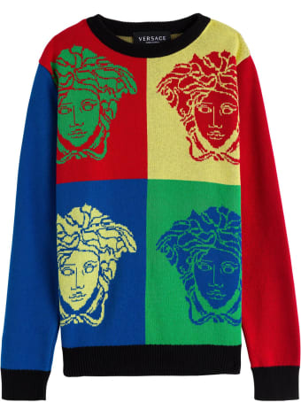 Versace Medusa Color Block Cotton Sweatshirt