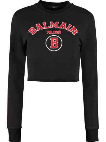 Balmain Logo Detail Cotton Sweatshirt
