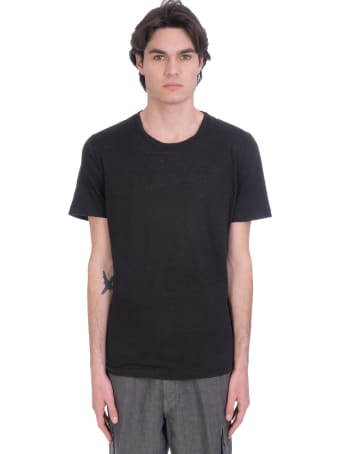 120% Lino T-shirt In Black Linen