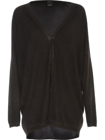 Avant Toi Oversized V Neck Cardigan W/ Silk Flower Details