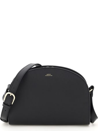 A.P.C. Demi Lune Saffiano Print Leather Crossbody Bag
