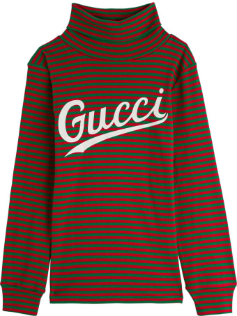 Gucci Striped Cotton Sweater With Logo
