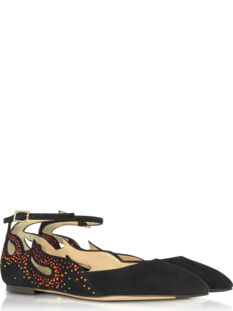Charlotte Olympia Feelin' Hot Hot Hot! Black Suede Ballerinas