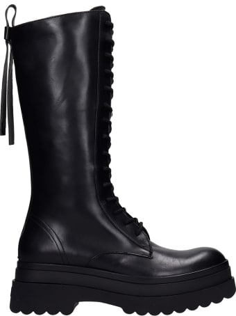RED Valentino Combat Boots In Black Leather