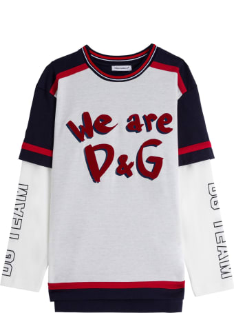Dolce & Gabbana Cotton Sweater With Front Logo Print