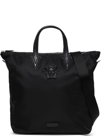 Versace Medusa-head Tote Bag In Black Nylon