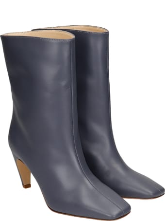 GIA COUTURE Atena 80 High Heels Ankle Boots In Grey Leather