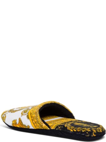 Versace White Baroque Slippers