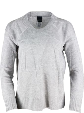 Lorena Antoniazzi Long-sleeved Crewneck Sweater With A Soft Line And Longer Back