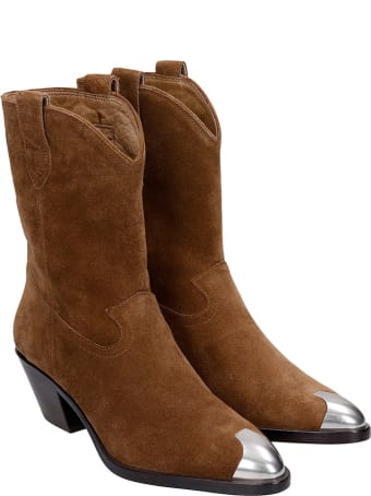 Ash Famous 05 Texan Ankle Boots In Brown Suede