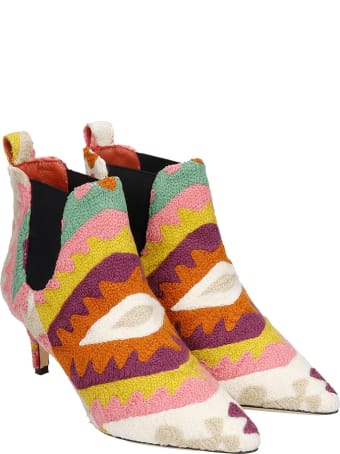 Bams High Heels Ankle Boots In Multicolor Wool