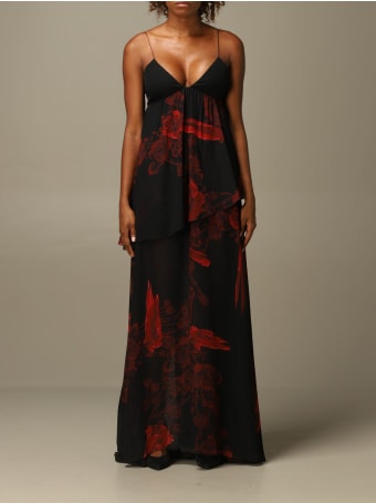 Just Cavalli Dress Just Cavalli Long Dress With Rose Pattern