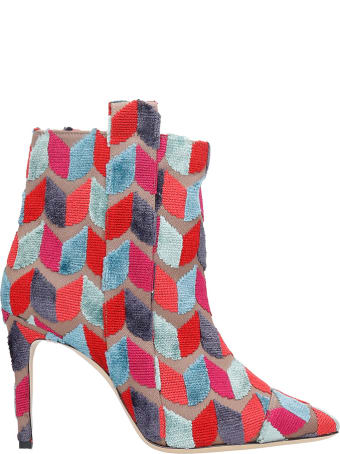Bams High Heels Ankle Boots In Rose-pink Wool