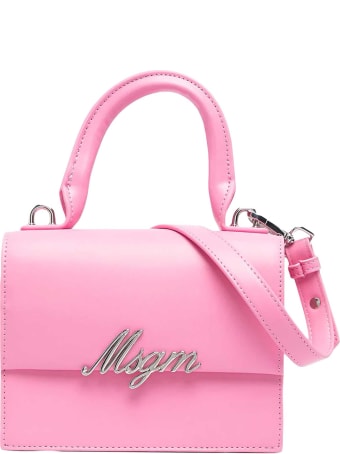 MSGM Pink Shoulder Bag With Application