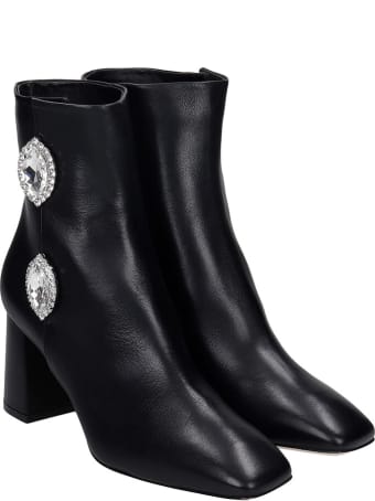 Giannico Julie High Heels Ankle Boots In Black Leather