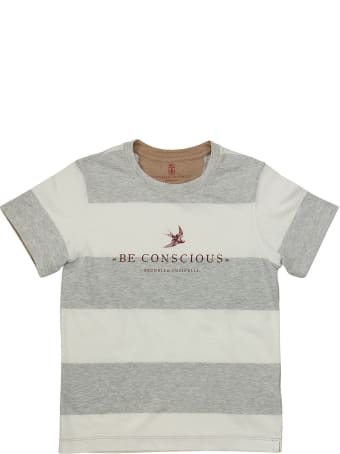 Brunello Cucinelli Cotton Wide Stripe Jersey T-shirt With Print