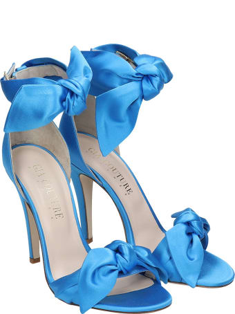 GIA COUTURE Sandals In Cyan Satin