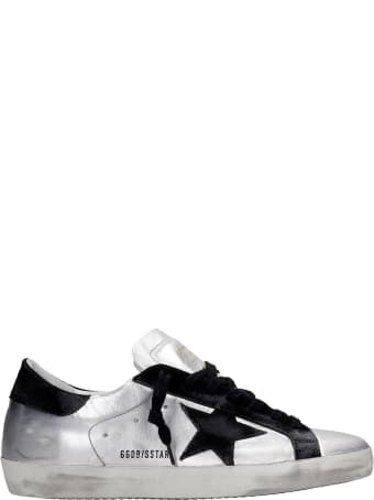 Golden Goose Superstar Sneakers In Silver Suede And Leather