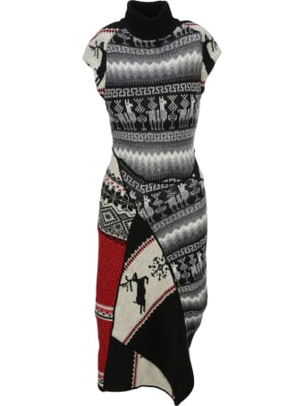 Marine Serre Rigenerated Knit Asymmetric Dress