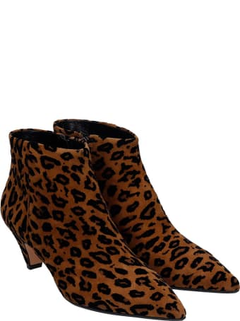 Anna F. Low Heels Ankle Boots In Animalier Pony Skin