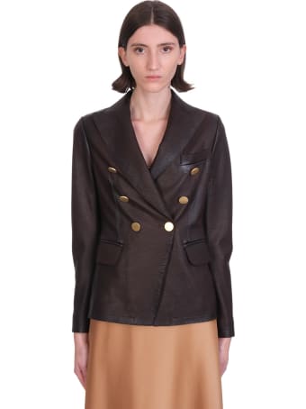 Tagliatore 0205 Lizzie Blazer In Brown Leather