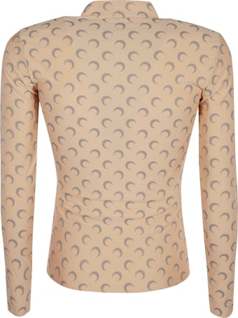 Marine Serre Turtleneck Crescent Print Top